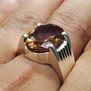 Handmade 12 carat oval cut Alexandrite men’s ring in Sterling Silver 925 with 14k and 18k gold options, featuring a lab-created color-changing gemstone