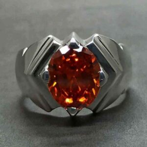 Red Lab Zircon Sterling Silver 925 Men’s Ring