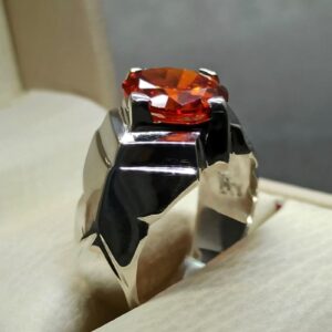 Red Lab Zircon Sterling Silver 925 Men’s Ring