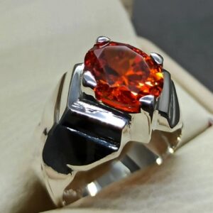 Red Lab Zircon Sterling Silver 925 Men’s Ring