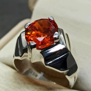 Red Lab Zircon Sterling Silver 925 Men’s Ring