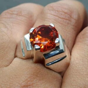 Red Lab Zircon Sterling Silver 925 Men’s Ring