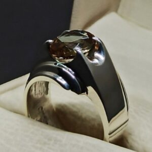 Handmade 3 carat oval cut Alexandrite men’s plain ring in Sterling Silver 925 with 14k and 18k gold options, featuring a lab-created color-changing gemstone