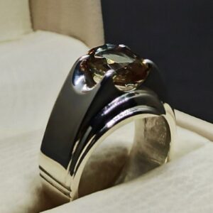Handmade 3 carat oval cut Alexandrite men’s plain ring in Sterling Silver 925 with 14k and 18k gold options, featuring a lab-created color-changing gemstone