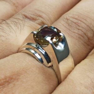 Handmade 3 carat oval cut Alexandrite men’s plain ring in Sterling Silver 925 with 14k and 18k gold options, featuring a lab-created color-changing gemstone