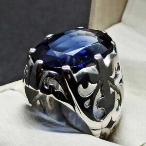 Blue Topaz Sterling Silver Men’s Ring