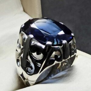 Blue Topaz Sterling Silver Men’s Ring