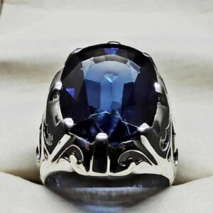 Blue Topaz Sterling Silver Men’s Ring