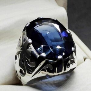 Blue Topaz Sterling Silver Men’s Ring