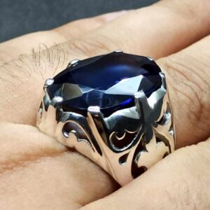 Blue Topaz Sterling Silver Men’s Ring