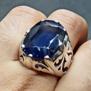 Blue Topaz Sterling Silver Men’s Ring