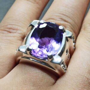 Oval Cut 18 Carat Amethyst Men’s Ring