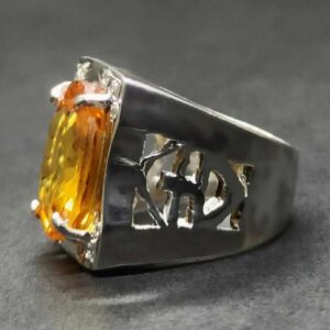 15 Carat Yellow Citrine Men’s Lattice Ring