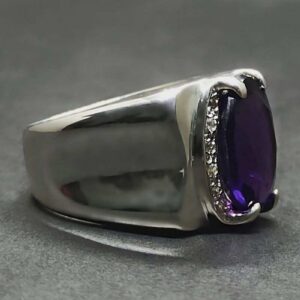 Oval Cut 14 Carat Amethyst Men’s Ring