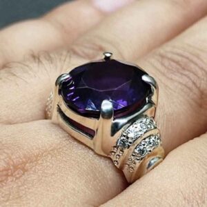 Round Cut 10 Carat Amethyst Women’s Ring