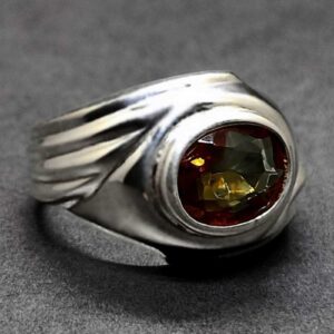 Handmade 3 carat oval cut Alexandrite men’s ring in Sterling Silver 925 with 14k and 18k gold options, featuring a lab-created color-changing gemstone