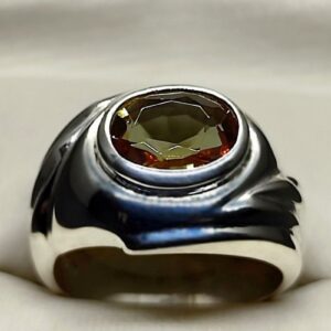 Handmade 3 carat oval cut Alexandrite men’s ring in Sterling Silver 925 with 14k and 18k gold options, featuring a lab-created color-changing gemstone