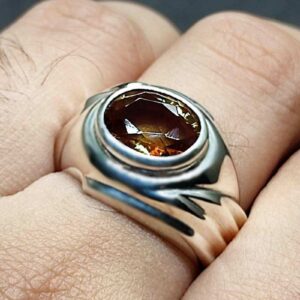 Handmade 3 carat oval cut Alexandrite men’s ring in Sterling Silver 925 with 14k and 18k gold options, featuring a lab-created color-changing gemstone