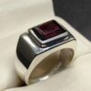 3 Carat Emerald Cut Garnet Men’s Plain Ring