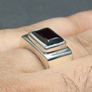 3 Carat Emerald Cut Garnet Men’s Plain Ring