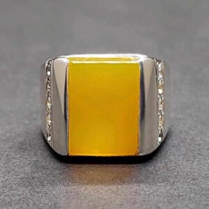 Natural Yellow Aqeeq Ring
