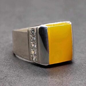 Natural Yellow Aqeeq Ring