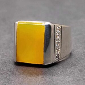 Natural Yellow Aqeeq Ring