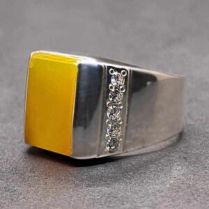 Natural Yellow Aqeeq Ring