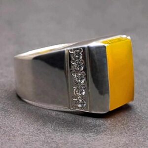 Natural Yellow Aqeeq Ring