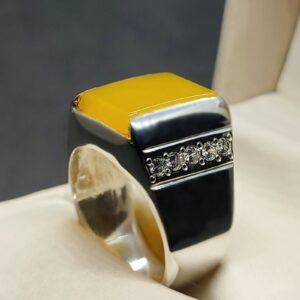 Natural Yellow Aqeeq Ring