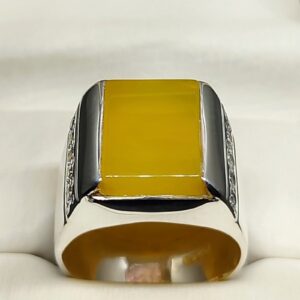 Natural Yellow Aqeeq Ring