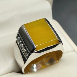 Natural Yellow Aqeeq Ring