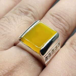 Natural Yellow Aqeeq Ring