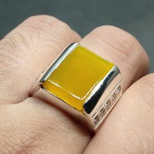 Natural Yellow Aqeeq Ring