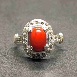 Australian Deep Red Coral Women’s Solitaire Ring