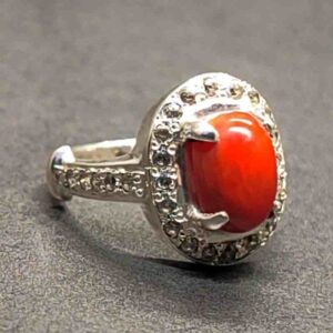 Australian Deep Red Coral Women’s Solitaire Ring
