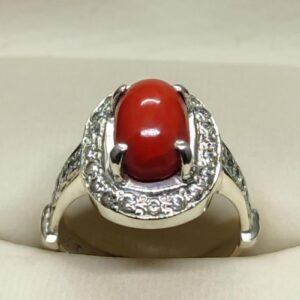 Australian Deep Red Coral Women’s Solitaire Ring