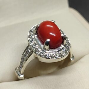 Australian Deep Red Coral Women’s Solitaire Ring