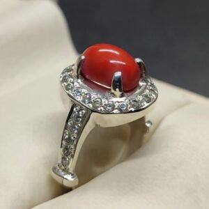 Australian Deep Red Coral Women’s Solitaire Ring