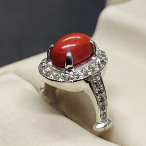 Australian Deep Red Coral Women’s Solitaire Ring