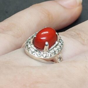 Australian Deep Red Coral Women’s Solitaire Ring