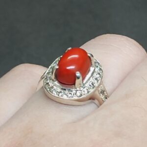 Australian Deep Red Coral Women’s Solitaire Ring