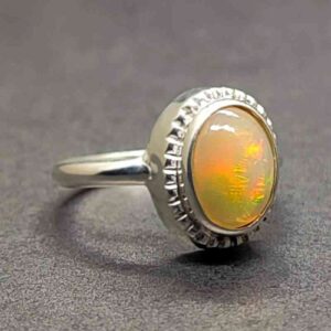 2 Carat Fire Opal Engagement Ring