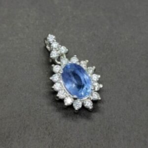 2 Carat Ceylon Blue Sapphire Floral Pendant
