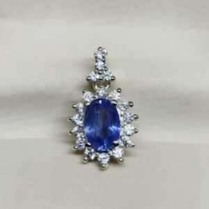 2 Carat Ceylon Blue Sapphire Floral Pendant