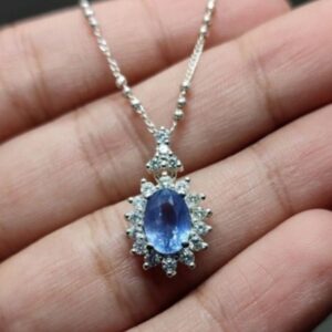 2 Carat Ceylon Blue Sapphire Floral Pendant