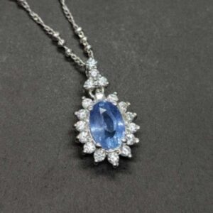 2 Carat Ceylon Blue Sapphire Floral Pendant
