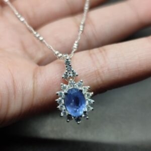 2 Carat Ceylon Blue Sapphire Floral Pendant
