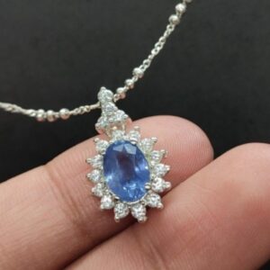 2 Carat Ceylon Blue Sapphire Floral Pendant