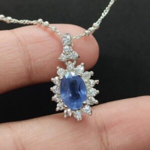 2 Carat Ceylon Blue Sapphire Floral Pendant